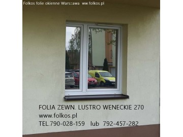 Folia lustro weneckie na okna w mieszkaniu Warszawa 