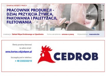 Pracownik Produkcji - Dział Przyjęcia Żywca