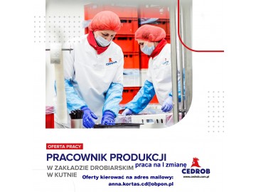 Pracownik Produkcji - praca na I zmianę – Kutno