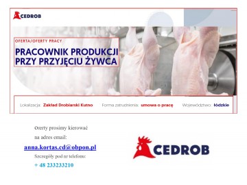Pracownik produkcji przy przyjęciu żywca Kutno 