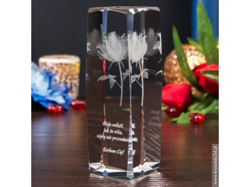 roza 3d kwiat milosci z twoja dedykacja prezent dla niej 3