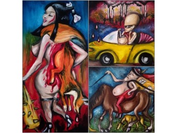 Sprzedam trzy obrazy olejne – Tryptyk Surrealistyczny
