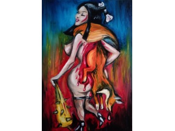 sprzedam trzy obrazy olejne – tryptyk surrealistyczny 2